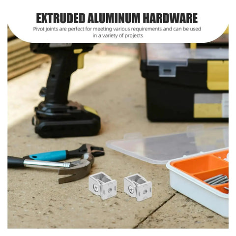 Adjustable Door Closing Hinges 4 Pack Aluminum Extrusion Pivot Joint Zinc Alloy lying near toolbox and tools