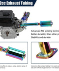Stage 2 Beefed Up PWK 24mm Carburetor Kit With Exhaust Muffler For Predator 212cc Engines with visible TIG welded exhaust tubing