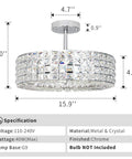 Dope Crystal Semi Flush Mount With Five Lights For Hallways Kitchens Dining Rooms And Living Rooms Sleek Glass Prism Design