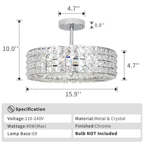 Dope Crystal Semi Flush Mount With Five Lights For Hallways Kitchens Dining Rooms And Living Rooms Sleek Glass Prism Design