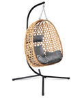 Egg Chair With Stand Outdoor Patio Wicker Swing Chair For Balcony Garden Cozy Lounge 350 Lbs Capacity Cushioned Ergonomic Design