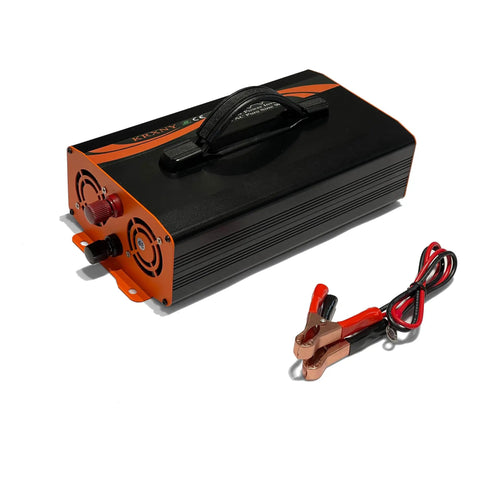 Rock Solid 1000 Watt Power Inverter Converting 48V DC To 110V 120V AC with clamps for RV or camping use.