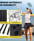 Outdoor Badminton Net Set With Anti Sag Winch System For Tournament Tightness Official Size Twenty Feet By Five Feet Includes Four Rackets Three Shuttlecocks Durable PE Net And Carry Bag For Backyard Beach And Family Games Yellow, featuring reinforced PE net and premium materials.