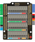 Arduino Uno R3 Compatible Terminal Block Shield Kit with push in spring connectors, top view showing labeling and connectors.