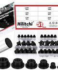 High Temp Silicone Plug Set 51Pcs 6 Sizes T Shaped Rubber Stopper Hole Plugs for Powder Coating Plating Waterproof Sealing Kit Heat Resistant Plugs 8.3mm 10mm 15mm 19mm 21mm 26mm displayed in storage case