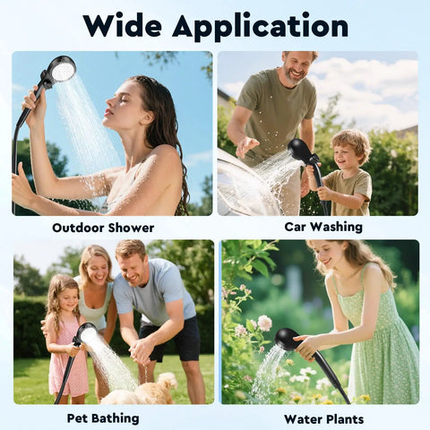 Portable Camping Shower With 6000mAh Battery, LED Display, IPX7 Waterproof Outdoor Shower Kit used for various activities