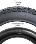 Heavy Duty 20x4 Fat E Bike Tires And Tubes Set For Electric Bikes And Mountain Bikes All Terrain High Performance 20x4 Tires With 32mm Schrader Tubes And Directional Tread Fits 20x4 E Bike MTB, 20x4.0 tire and inner tube size shown