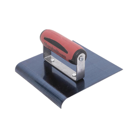 Straight Concrete Edger With Blue Steel Blade And DuraSoft Handle, 6x6 Size, 5 Eighth Lip By One Half Radius, Made In USA, Easy Grip Edging Tool