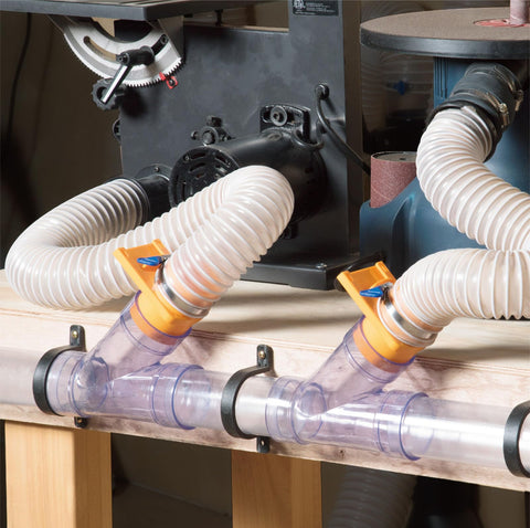 All In One Two And A Half Inch Dust Collection Fittings Network With Reducer Blast Gates Three Foot Pipes Y Fittings