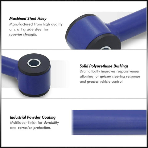 Beefed Up Rear Lower Control Arm Rod Bar Link Pan Hard With Steel Blue Polyurethane Bushing For 1982 To 2002 Camaro Firebird F Body Direct Fit Replacement Suspension Upgrade blue bushing