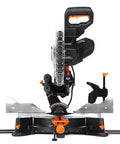 Front view of a 15 Amp 10 Inch Dual Bevel Sliding Compound Miter Saw With LED Cutline For Precise Crosscuts and Compact Dual Rail System