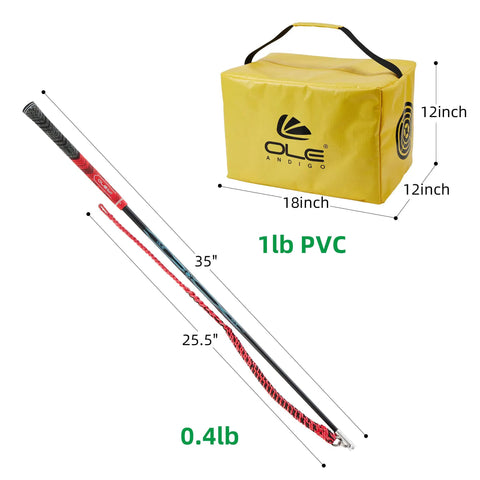 Next Level Golf Swing Speed Trainer with yellow impact bag and red swing whip details.