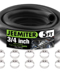 3/4 Inch ID 5 Foot SAE 30R7 Fuel Line Hose Kit With 10 Clamps For Diesel Oil And Hydraulic Lines - Tank Tough Heavy Duty NBR Oil Resistant