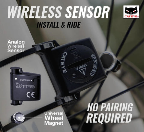Urban Wireless Bike Computer With Analog Speedometer And Odometer, Calorie Tracking sensor mounted on bike wheel with magnet