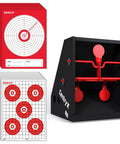 Airgun Ready Trap Target Pellet Collector with resetting target, 20 paper targets 7x9 in, 3 spinner targets, powder-coated steel backing