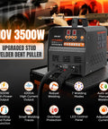 Beefed Up Three Point Five KW Stud Welder Dent Puller With LED Digital Control Panel 110V 4200A displayed with features