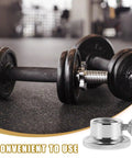Dumbbell with 2 Pack Barbell Collar Screw Clamps No Slip Dumbbell Weight Clamps Steel Lock Nuts on gym floor.