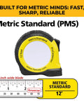 Carpenter Measuring Tape Pro Grade With Metric And Standard Units Lever Belt Clip And Dual Locking System Rugged Compact Design
