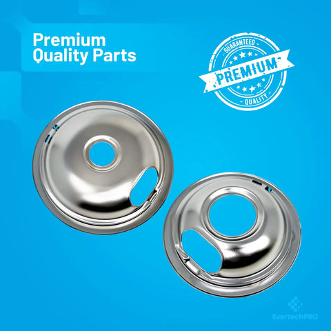 Universal Electric Stove Drip Pan Set 4 Pack With Two 6 Inch Small Pans And Two 8 Inch Big Pans Fits Whirlpool And Most Top Brand Ranges Durable Stainless Finish No Mess Cleanup Easy To Clean Replace W10278125