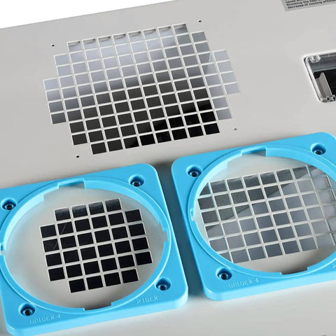 Close-up of vent and duct accessories for Heavy Duty Indoor Outdoor Spot Cooler With Twin Ducts And Auto Oscillating Airflow.