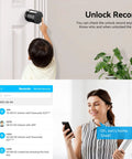 Child unlocking door with 5 In 1 Smart Door Lock With Fingerprint Keypad IC Card Code and woman checking app records