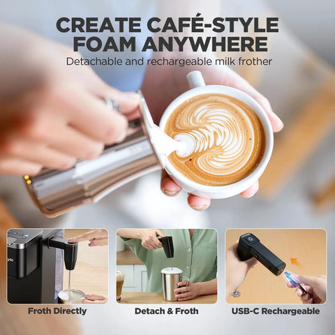 Single Serve Coffee Maker With Built In Detachable Milk Frother For Pods And Grounds No Fuss In Classic Bold Over Ice And Specialty Brew 40 Oz