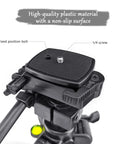 Non Slip Camera Quick Release Plate 43mm For Tripods And Cameras mounted on tripod, showing 1/4 screw and non-slip surface