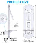 24 Pack Clear Plastic Self Locking Shelf Pegs Zero Hassle Install Cabinet Pins Fit Like A Glove For Kitchen Wood Shelves, showcasing dimensions.