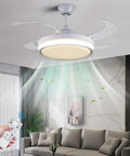 42 Inch Ceiling Fan With Lights And Remote Control Dope Retractable Blades Chandelier Style White Finish Memory Function