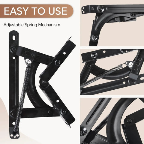Heavy Hitter Dual Phase Sofa To Bed Converter Kit Featuring Slick Spring Pivot Hinges adjustable black spring mechanism detail.
