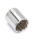 Three Eighths Inch Drive 12 Point SAE Socket Three Quarters Inch Standard, Built Tough Chrome Vanadium Steel, Nickel Chrome Plated