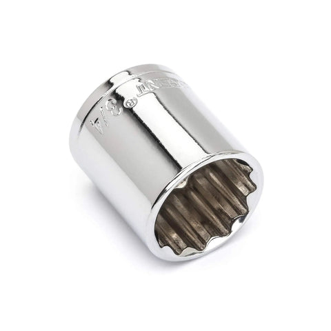 Three Eighths Inch Drive 12 Point SAE Socket Three Quarters Inch Standard, Built Tough Chrome Vanadium Steel, Nickel Chrome Plated