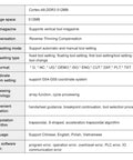 Specifications table for NK105 G3 DSP Controller For 3 Axis NC Studio Motion Control System and Router Automatic Tool Changer