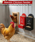 Automatic Gravity Fed Chicken Oyster Shell Feeder 2 Pack Large Capacity Grit Dispenser in chicken coop with hens.
