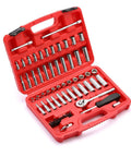 62-Piece One Quarter-Inch Drive Socket Set With Ratchets Universal Joint Extensions And Bits SAE And Metric Six-Point Sockets