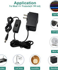 12V 1A DC Power Supply With On Off Switch AC 100 240V Input To DC 12V 6.2 Foot Cord 5.5 By 2.5mm Plug Plus Five Pro Tips For LED Strip Lights And Security Cameras, black adapter and cord