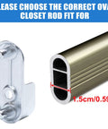 Six Piece Oval Closet Rod End Supports 15mm By 30mm Built Tough Heavy Duty Wardrobe Bracket showing 15x30 mm fit