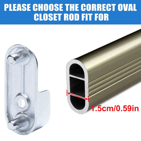 Six Piece Oval Closet Rod End Supports 15mm By 30mm Built Tough Heavy Duty Wardrobe Bracket showing 15x30 mm fit