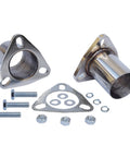 Built Tough Stainless Steel Exhaust Flange Repair Pipe Kit With 2.5 Inch Outside Diameter Three Bolt Configuration And Sealed Gasket, includes flanges, bolts, and gaskets.