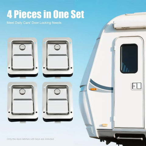 Rock Solid 4 Pack Truck Toolbox Latch Replacement Heavy Duty Stainless Steel Trailer Paddle Lock Handle With 8 Keys For Rv Utv Atv And Cargo Boxes Built Tough Rust Proof Slick Polish