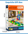 Kid Friendly Golf Set For Indoor And Outdoor Play Featuring 3 Adjustable Clubs, 8 Balls, mobile golf cart, putting mat