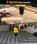 Close-up of All In One 223 Piece Power Drill Tool Set With 12V Cordless Drill Driver Kit in use for screwing and drilling