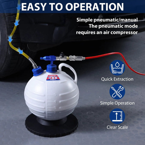 6L Dual Operation Oil Extractor Pump With Pneumatic And Manual Fluid Suction No Mess Oil Change Kit in use with car