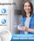 Woman using Refrigerator Water Filter RWF0600A That Fits GE MWF Series And More, NSF Certified 42 And 372 Lead Free in kitchen