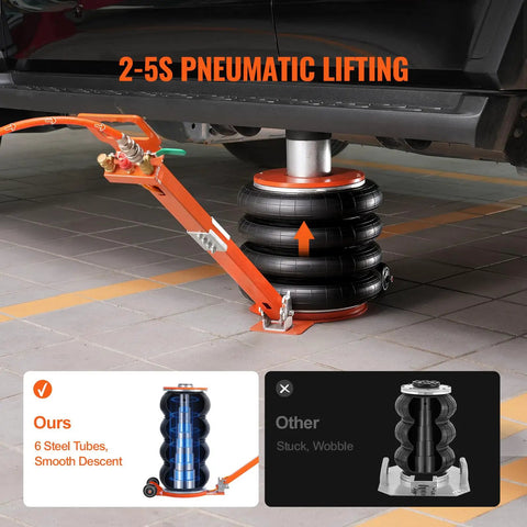 Heavy Six Ton Air Lift Jack With Quad Reinforced Pockets Hoisting Your Ride Up To Twenty Six Point Five Inches For Cars Trucks And SuVs Simple Swap Daily Driver Solution