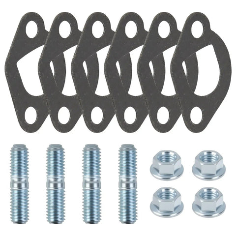 Predator 212 Exhaust Muffler Gasket Kit for 212cc Non Hemi Carb Exhaust Pipe Mounting Hardware Set Compatible With CT200U EX BT200X MB200 Go Karts Mini Bikes ATVs showing gaskets, studs, and nuts