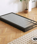 Heavy Duty Twin Bed Box Spring With Noise Free Metal Frame And Thick Fabric Cover For Memory Foam And Innerspring Mattresses Quick Snap Together Assembly Low Riser Sleep Game Changer in modern bedroom setting.
