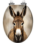 Elongated Toilet Seat Replacement, Resin Donkey Pattern for Bathroom with detailed donkey face design.