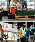 Heavy Duty Electric Pallet Jack With Beefy 3300 Lb Capacity And 24V Lithium Ion Battery Made For Smooth Indoor Hauling, in use moving crates.