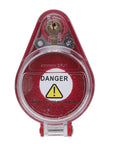 Emergency Stop Button Switch Cover For 22mm Mount Transparent ABS Lockout Guard With Keys Tag And Cable Ties front view
